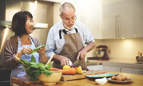 Seasonal ingredients arranged for prep